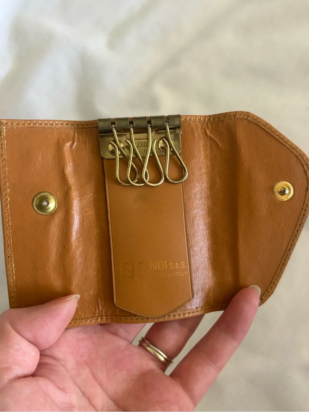 Auth Fendi leather key case Vintage